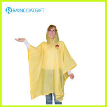 Logo promotionnel imprimé jaune PVC pluie Poncho Rvc-027